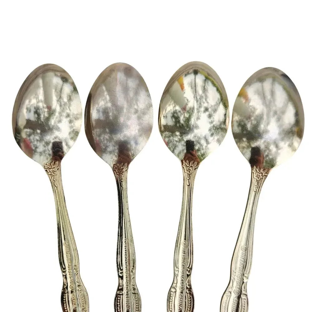 International Silver San Marcos Gold Electroplate Teaspoons Set 4 Glossy 6.25 In